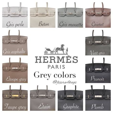 hermes grey bag|hermes birkin color chart.